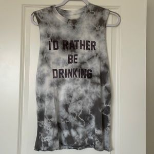 Chillionaire I’d Rather Be Drinking Tie Dye Tank Top. Size medium. Gray tones
